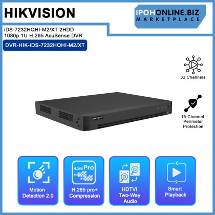HIKVISION iDS-7232HQHI-M2/XT 32-ch 2HDD 1080p 1U H.265 AcuSense DVR HIKVISION iDS-7232HQHI-M2/XT 32-ch 2HDD 1080p 1U H.265 AcuSense DVR
