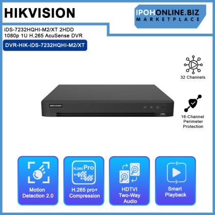 HIKVISION iDS-7232HQHI-M2/XT 32-ch 2HDD 1080p 1U H.265 AcuSense DVR HIKVISION iDS-7232HQHI-M2/XT 32-ch 2HDD 1080p 1U H.265 AcuSense DVR