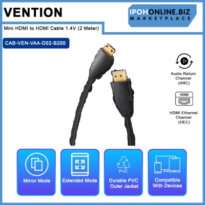 VENTION Mini HDMI to HDMI Cable 1.4V (2 Meter) VENTION Mini HDMI to HDMI Cable 1.4V (2 Meter)