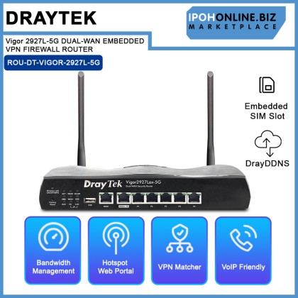 Draytek Vigor 2927L-5G DUAL-WAN EMBEDDED 5G CONNECTIVITY VPN FIREWALL ROUTER