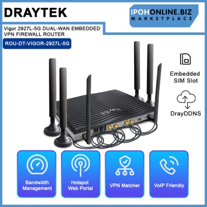 Draytek Vigor 2927L-5G DUAL-WAN EMBEDDED 5G CONNECTIVITY VPN FIREWALL ROUTER
