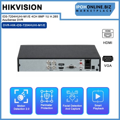 HIKVISION IDS-7204HUHI-M1/E 4CH 8MP 1U H.265 AcuSense DVR HIKVISION IDS-7204HUHI-M1/E 4CH 8MP 1U H.265 AcuSense DVR