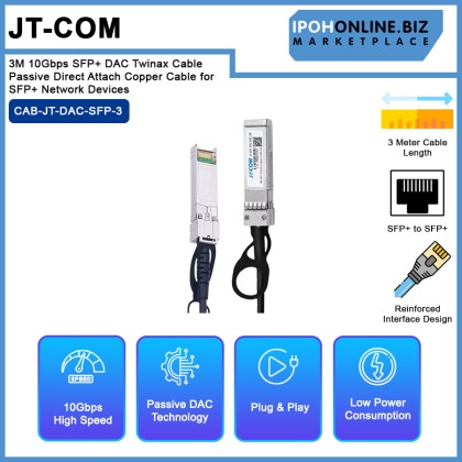 JT-COM 3M 10Gbps SFP+ DAC Twinax Cable Passive Direct Attach Copper Cable for SFP+ Network Devices JT-COM 3M 10Gbps SFP+ DAC Twinax Cable Passive Direct Attach Copper Cable for SFP+ Network Devices