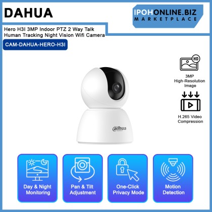 DAHUA Hero H3I 3MP Indoor PTZ 2 Way Talk Human Tracking Night Vision Wifi Camera