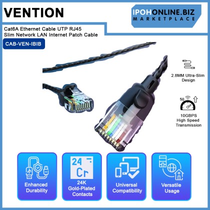 Vention Cat6A Ethernet Cable 10Gbps High Speed UTP RJ45 Slim Network LAN Internet Patch Cable Vention Cat6A Ethernet Cable 10Gbps High Speed UTP RJ45 Slim Network LAN Internet Patch Cable