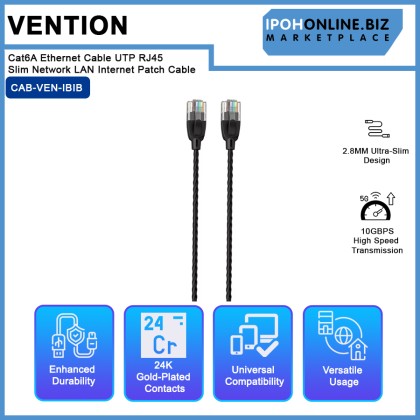 Vention Cat6A Ethernet Cable 10Gbps High Speed UTP RJ45 Slim Network LAN Internet Patch Cable Vention Cat6A Ethernet Cable 10Gbps High Speed UTP RJ45 Slim Network LAN Internet Patch Cable