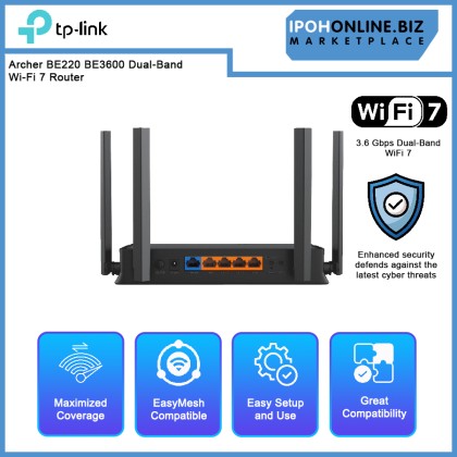 TP-LINK Archer BE220 BE3600 Dual-Band Wi-Fi 7 Router TP-LINK Archer BE220 BE3600 Dual-Band Wi-Fi 7 Router