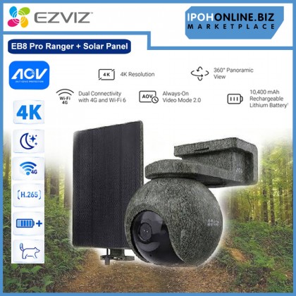 EZVIZ EB8 PRO RANGER 4K 4G & Wi-Fi Smart Home Battery Camera Kit