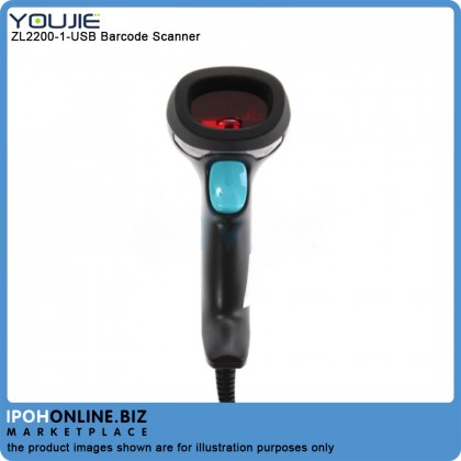 Youjie ZL2200-1-USB Single Line Laser Wired 1D Scanner by Honeywell - Black Laser Barcode Scanner (Handheld) Youjie ZL2200-1-USB Single Line Laser Wired 1D Scanner by Honeywell - Black Laser Barcode Scanner (Handheld)
