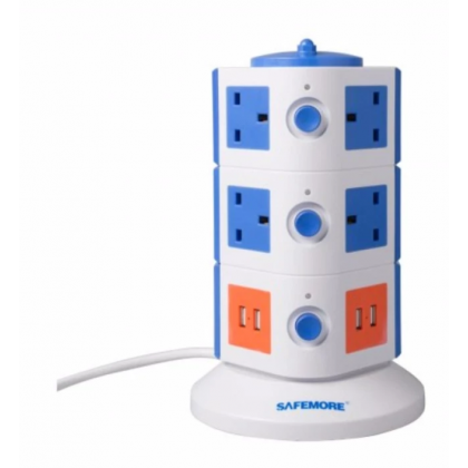 SAFEMORE 3 layer vertical socket with 4 USB Port hub SAFEMORE 3 layer vertical socket with 4 USB Port hub
