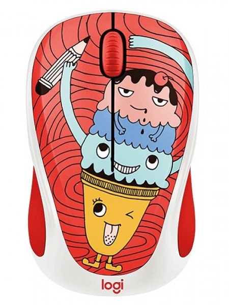 Logitech Doodle Collection M238 Wireless Mouse - Triple Scoop Free 15 Stickers Inside