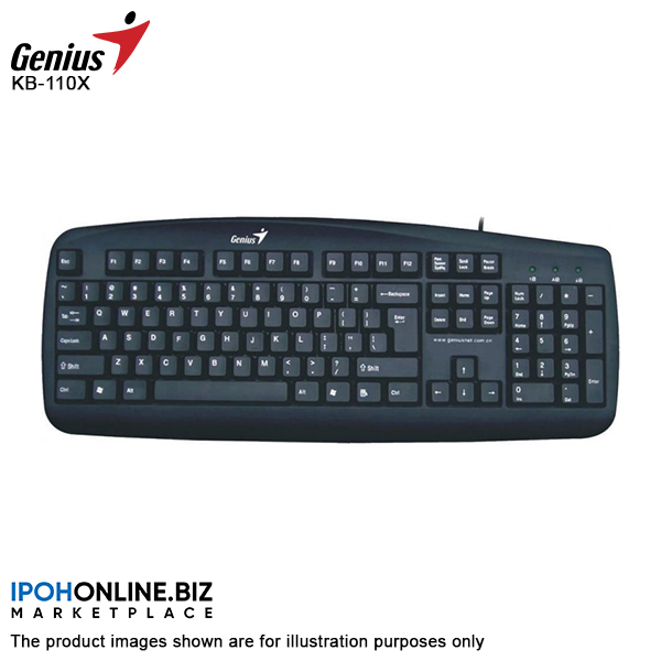 Genius KB-110X Value PS2 Desktop Keyboard - PS/2 port Black Windows XP DOS