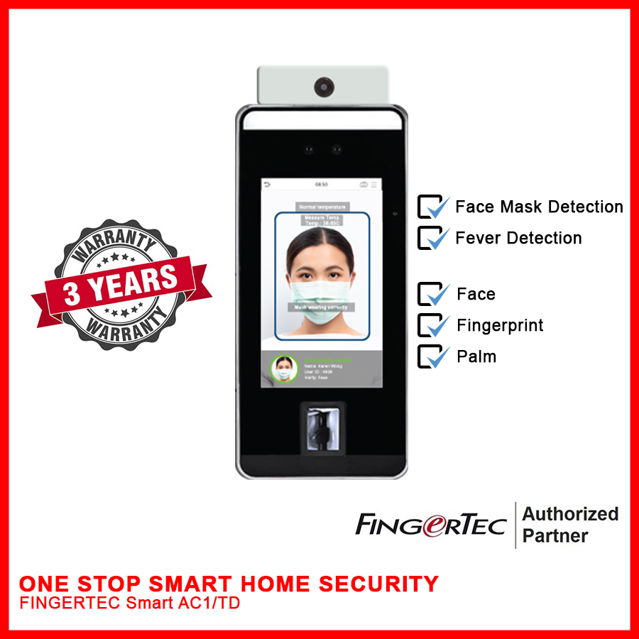 FingerTec Smart AC1/TD Face Recognition Access Device with Fever Detection