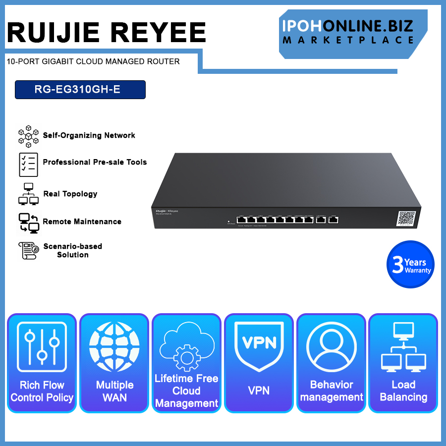 Rygee Router RUIJIE REYEE RG-EG310GH-E 10-PORT GIGABIT CLOUD MANAGED ROUTER | Ipohonline