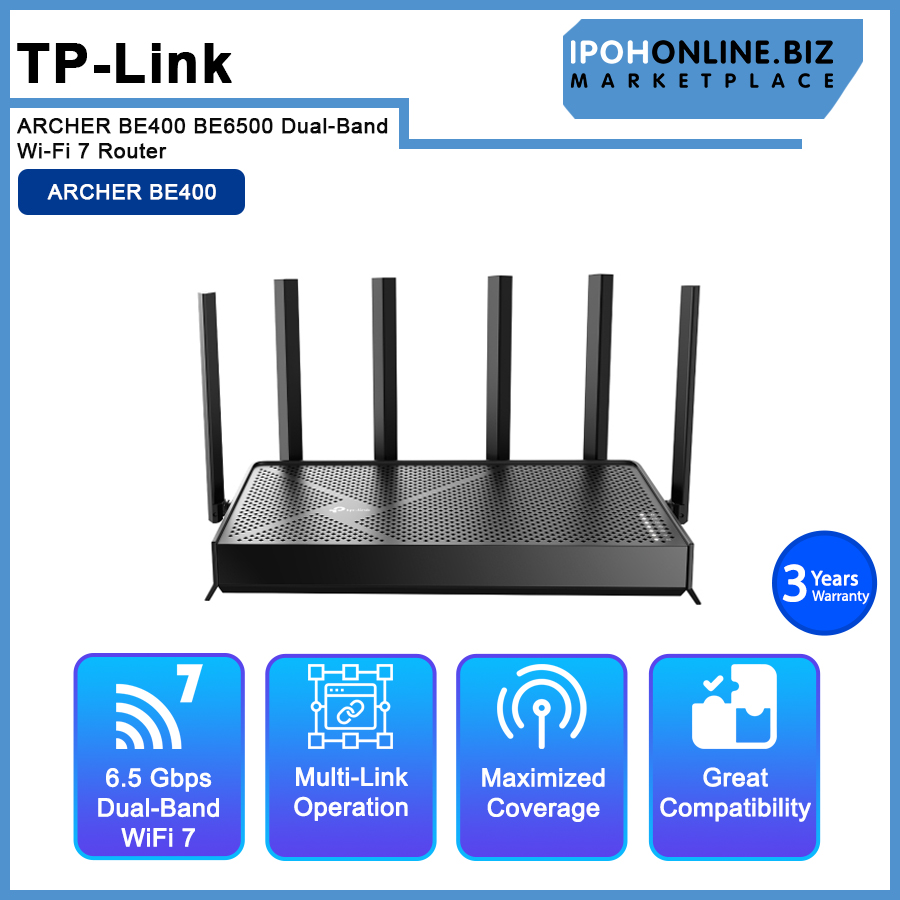 Be400 TP-LINK ARCHER BE400 BE6500 Dual-Band Wi-Fi 7 Router | Ipohonline