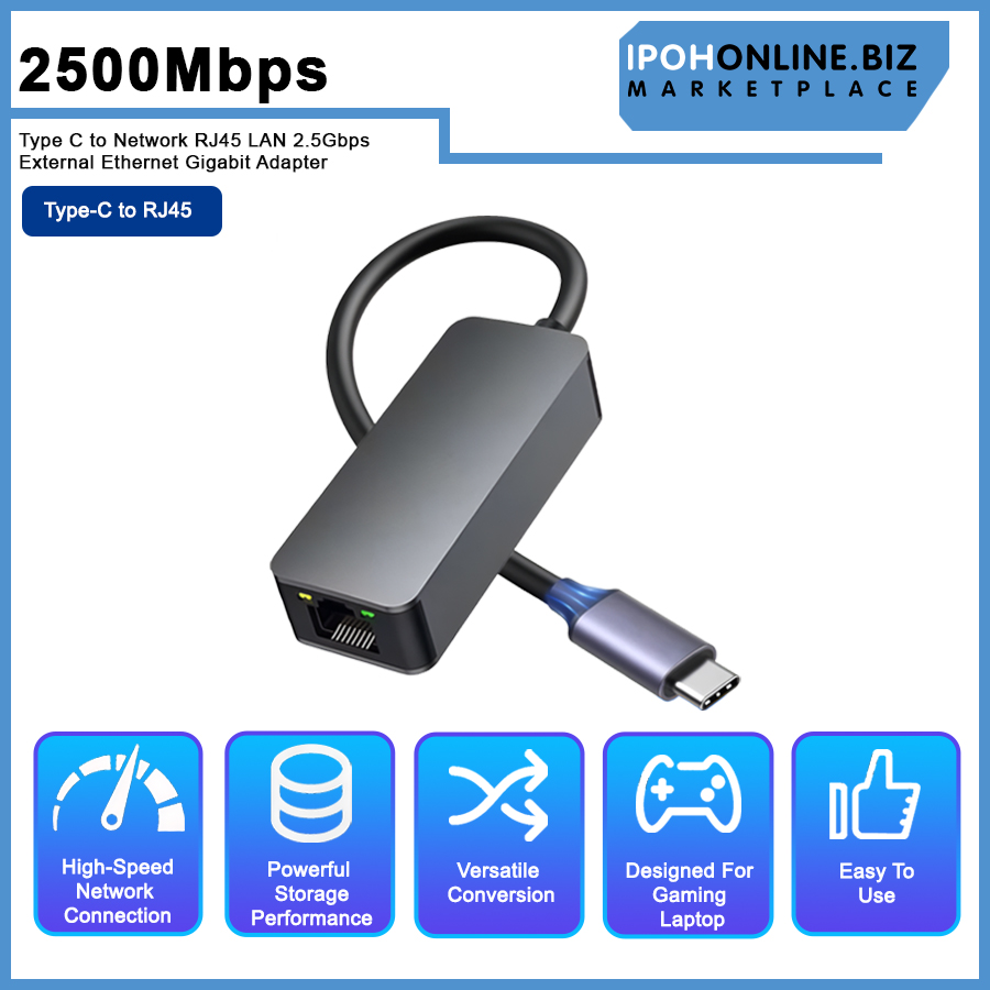 2500Mbps Type C to Network RJ45 LAN 2.5Gbps External Ethernet Gigabit ...