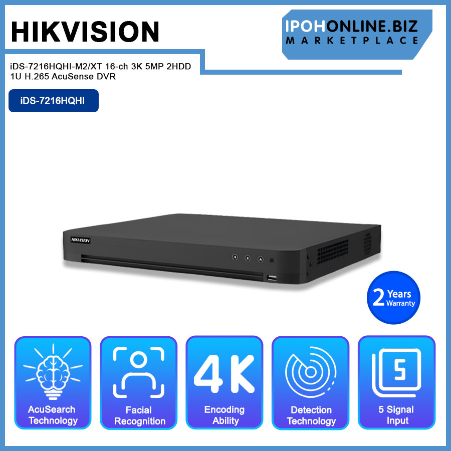 Hikvision iDS-7216HQHI-M2/XT 16-ch 3K 5MP 2HDD 1U H.265 AcuSense DVR ...