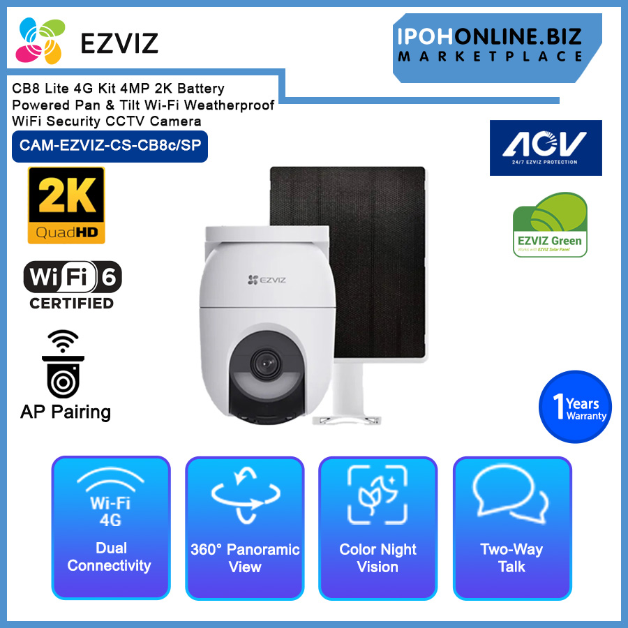 Ezviz CB8 Lite 4G Kit 4MP 2K Battery Powered Pan & Tilt Wi-Fi ...