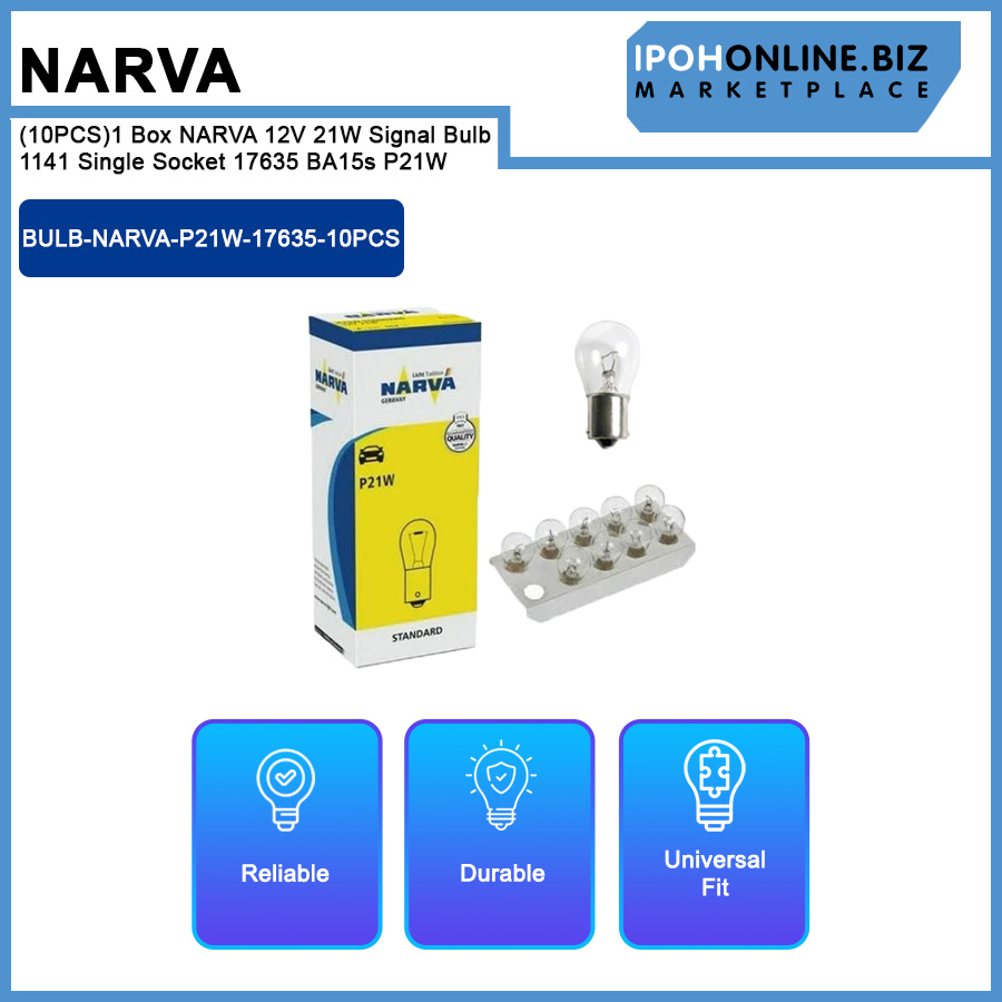 (10PCS)1 Box NARVA 12V 21W Signal Bulb 1141 Single Socket 17635 BA15s P21W